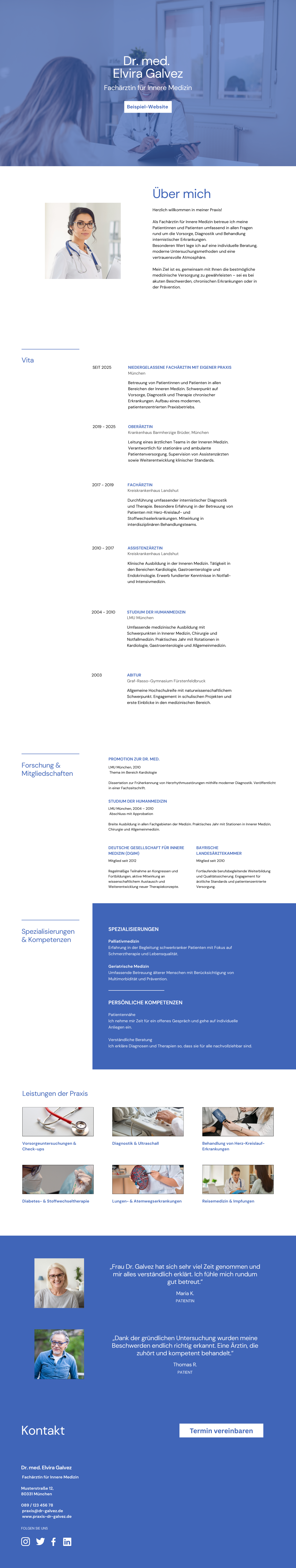 Website für Arztpraxen "White Blue Clean Lines"